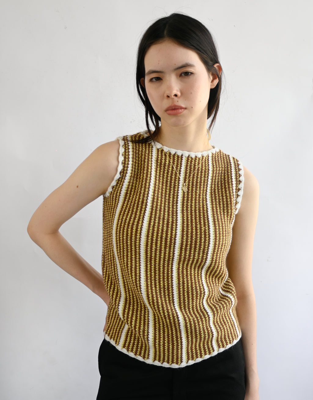 60's~70's Knit Vest - Brown