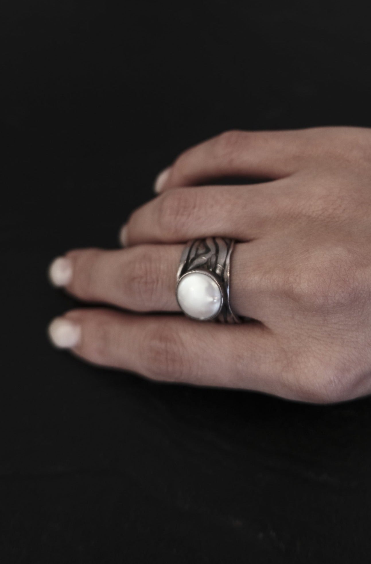 Silver Pearl Ring 13号