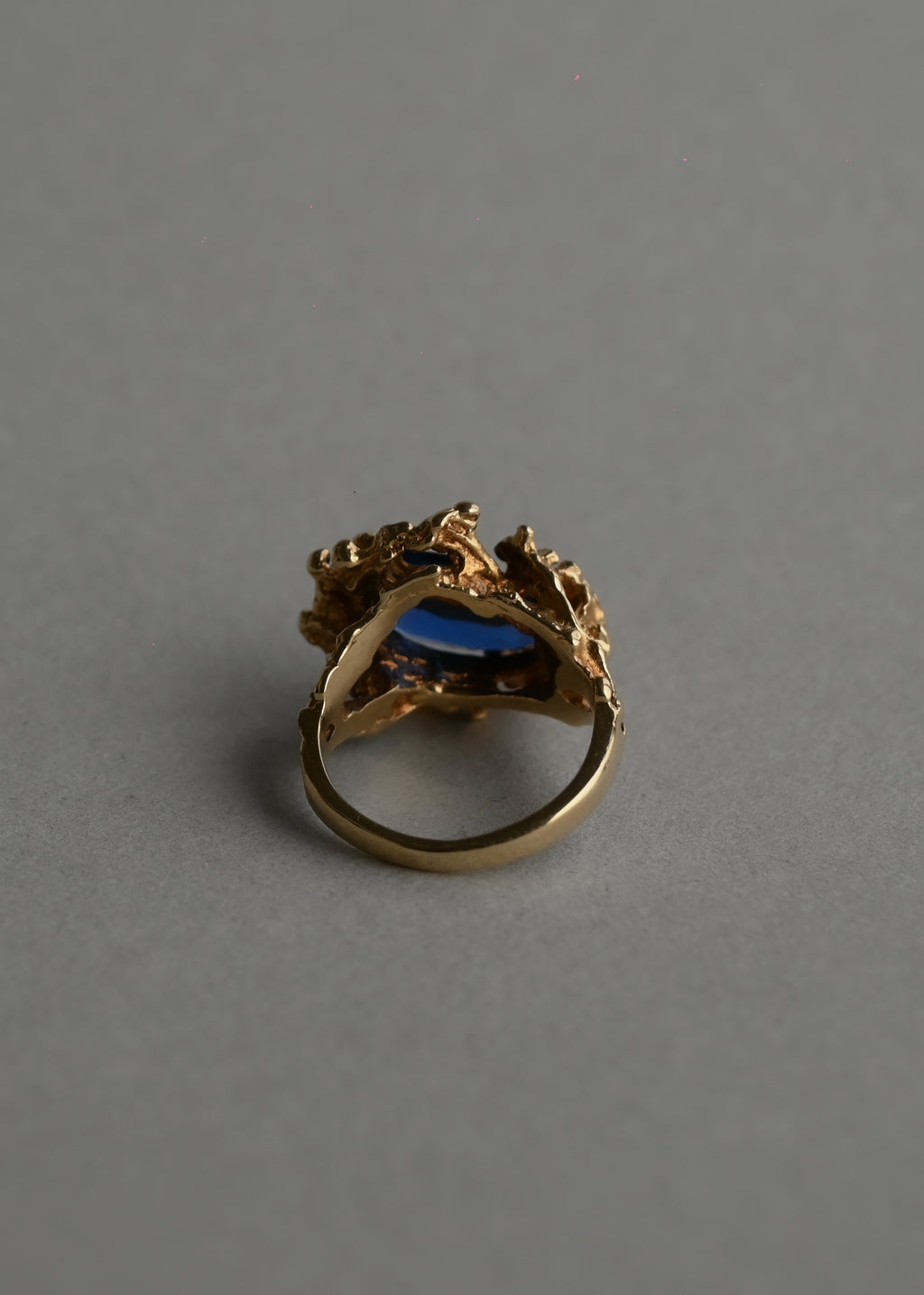 1960s Brutalist 14K Gold x  Blue Spinel Ring - 7号