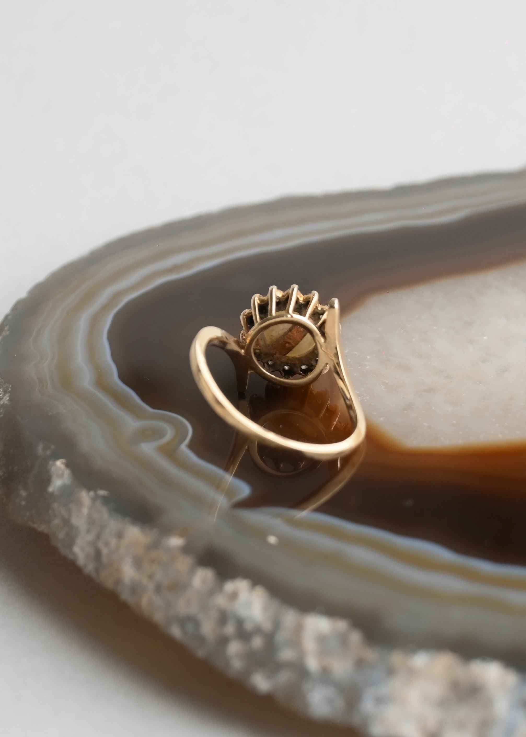 10K Yellow Gold  Pearl and Tourmaline Ring - 11号