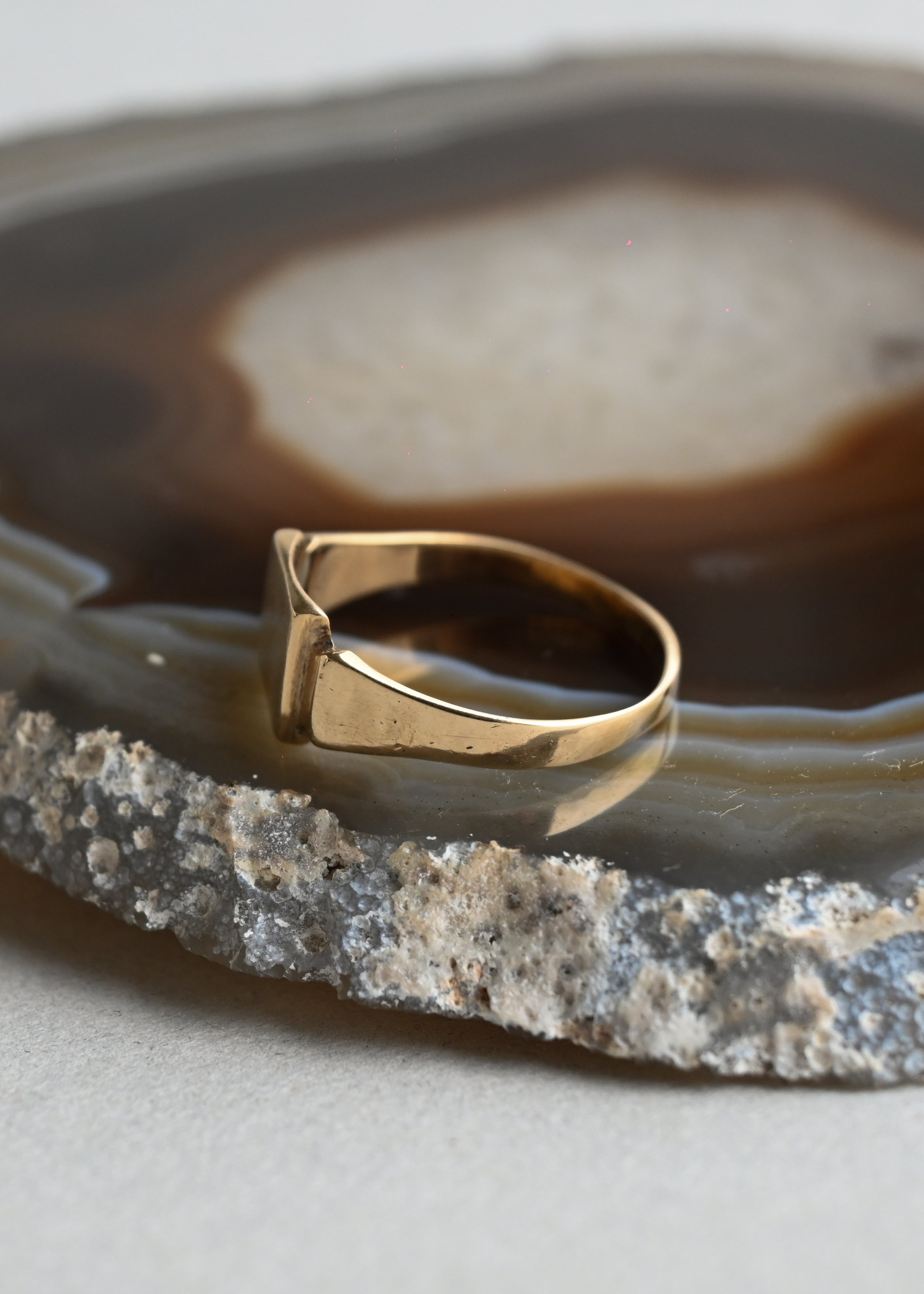 10K Gold Signet Ring - 16号