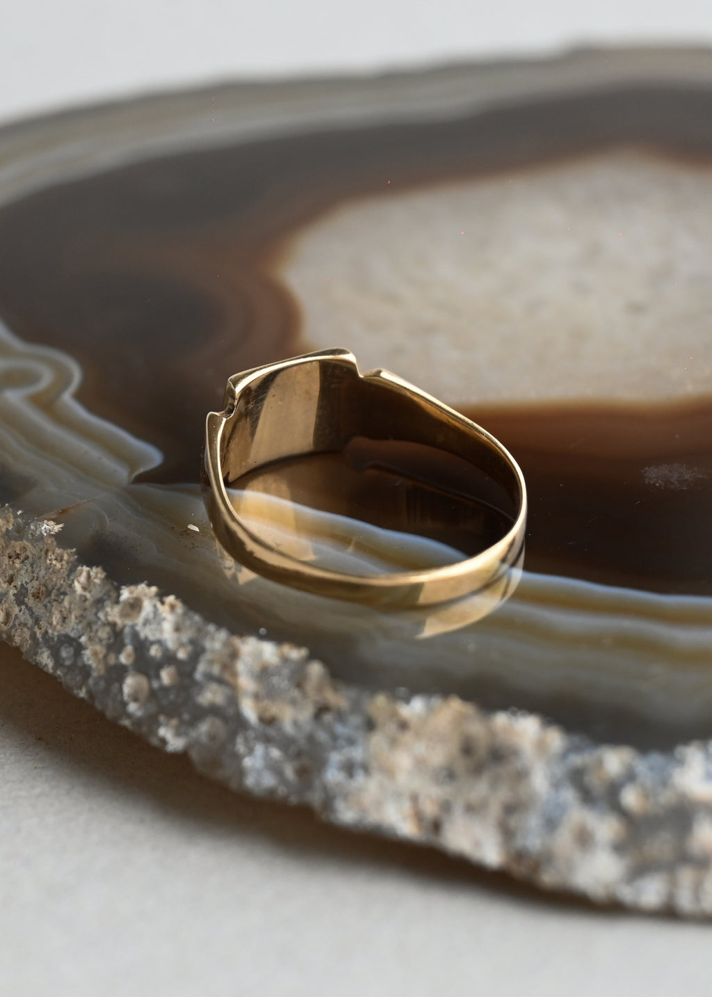 10K Gold Signet Ring - 16号