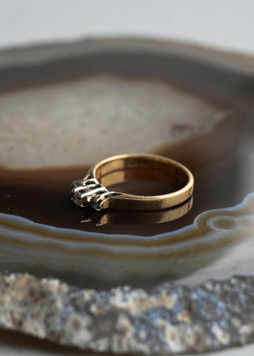 10K Gold High Mount  Diamond Ring - 8号