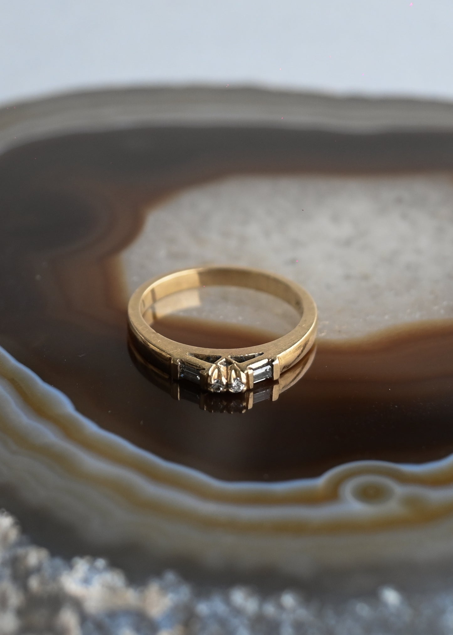 14K Gold Diamond  Stacking Band Ring - 11号