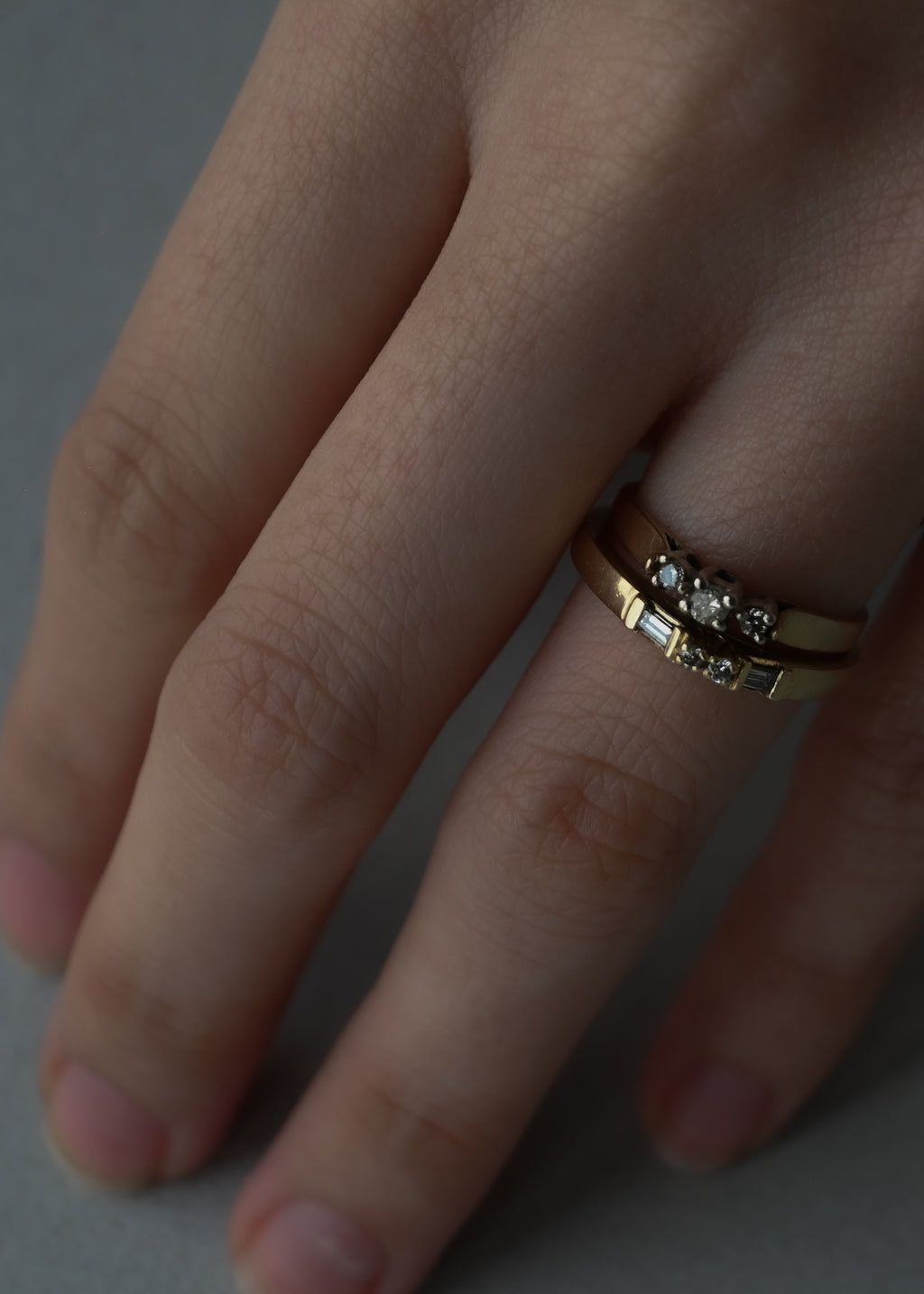 10K Gold High Mount  Diamond Ring - 8号