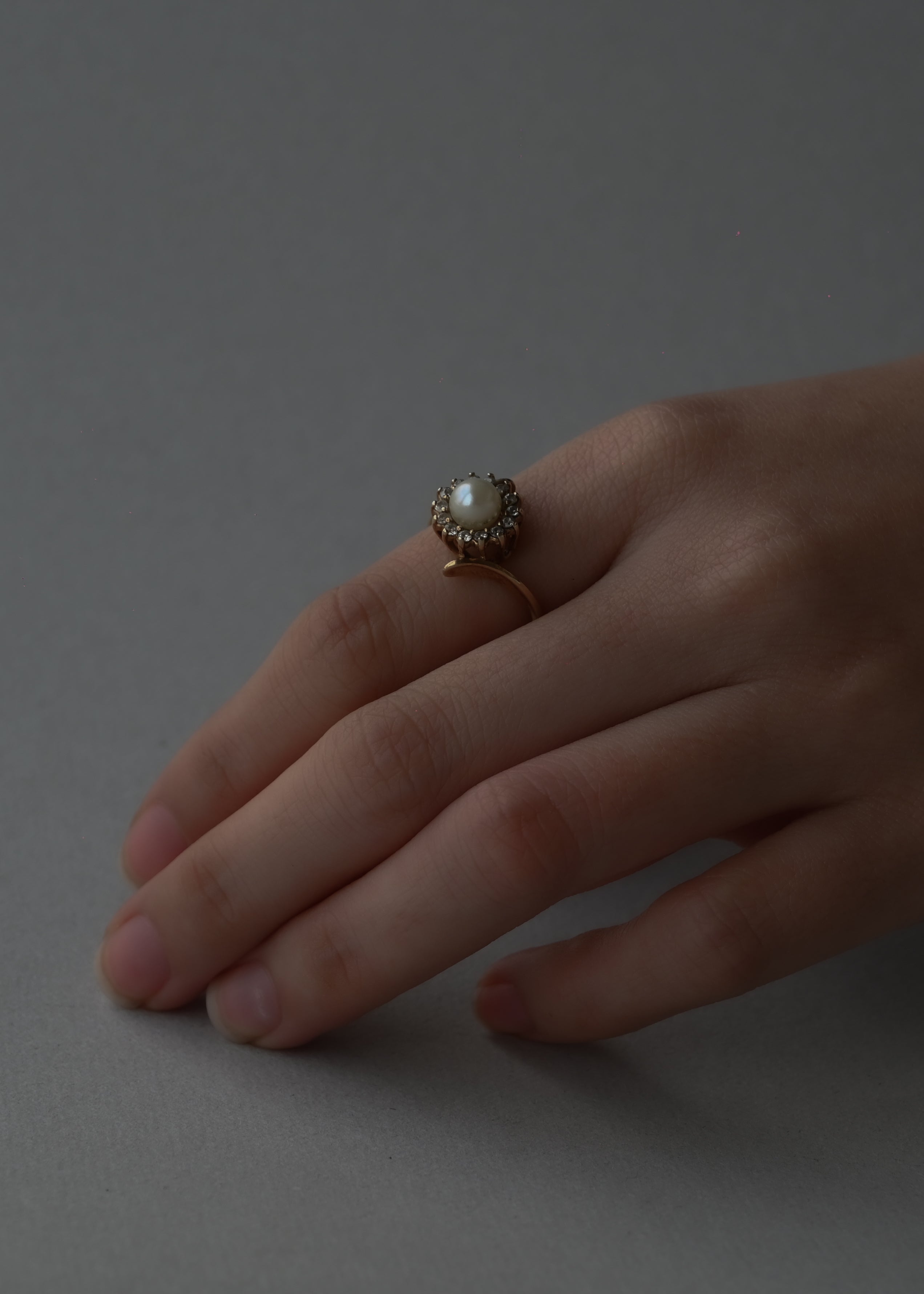 10K Yellow Gold  Pearl and Tourmaline Ring - 11号
