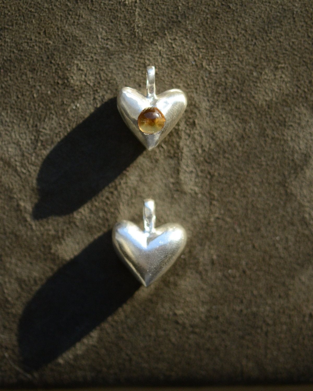 "Dunton Ellerkamp" American Folk Heart Pendant with Citrine