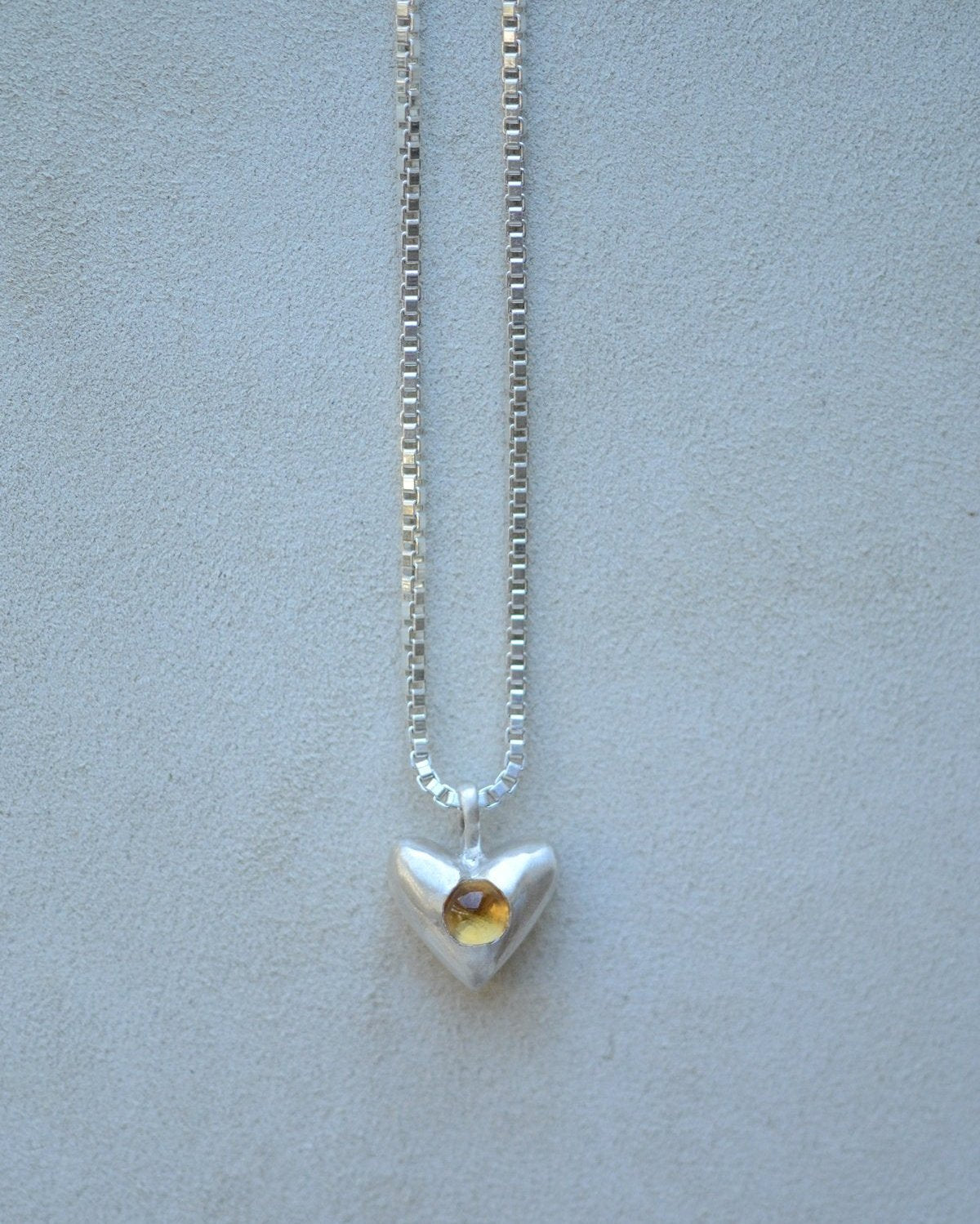 "Dunton Ellerkamp" American Folk Heart Pendant with Citrine