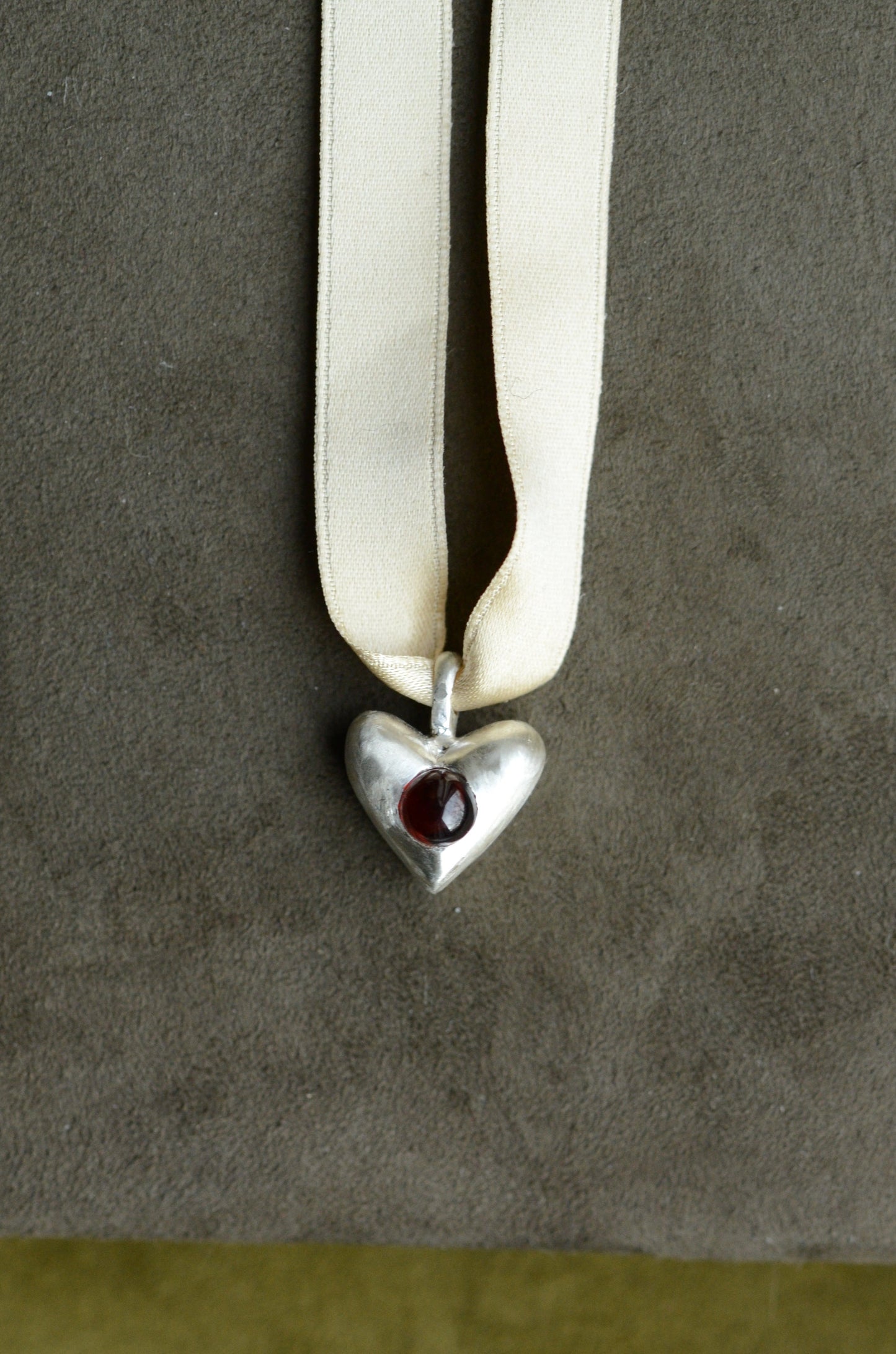 Heart Motif Necklace w/ Garnet