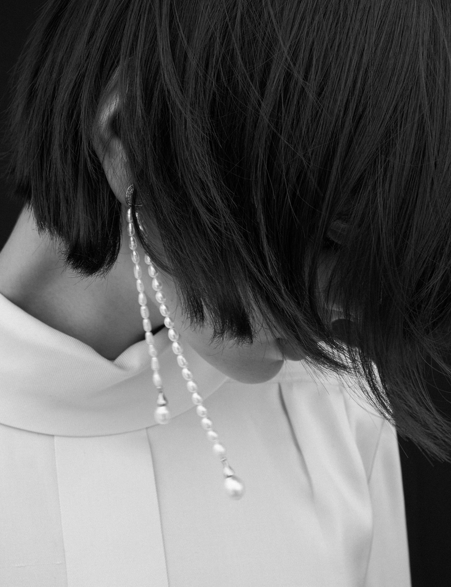 "Isabella Etou" Long Drop Opal & Pearl Single Earring
