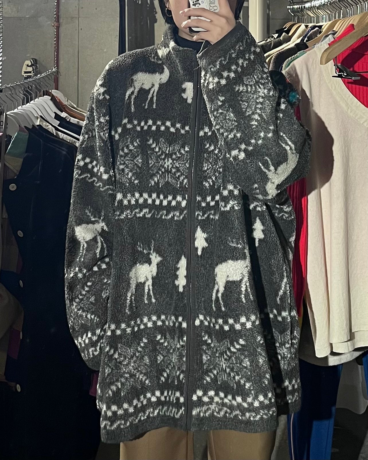 90s Patterned Fleece Jacket