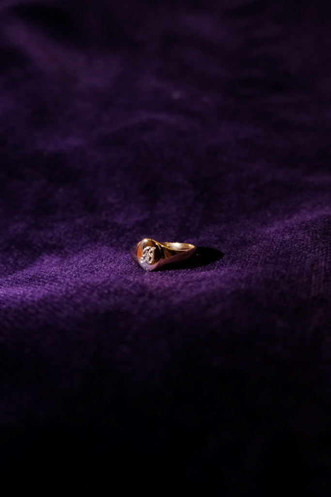 14k Yellow Gold Initial Baby Pinky - 0号