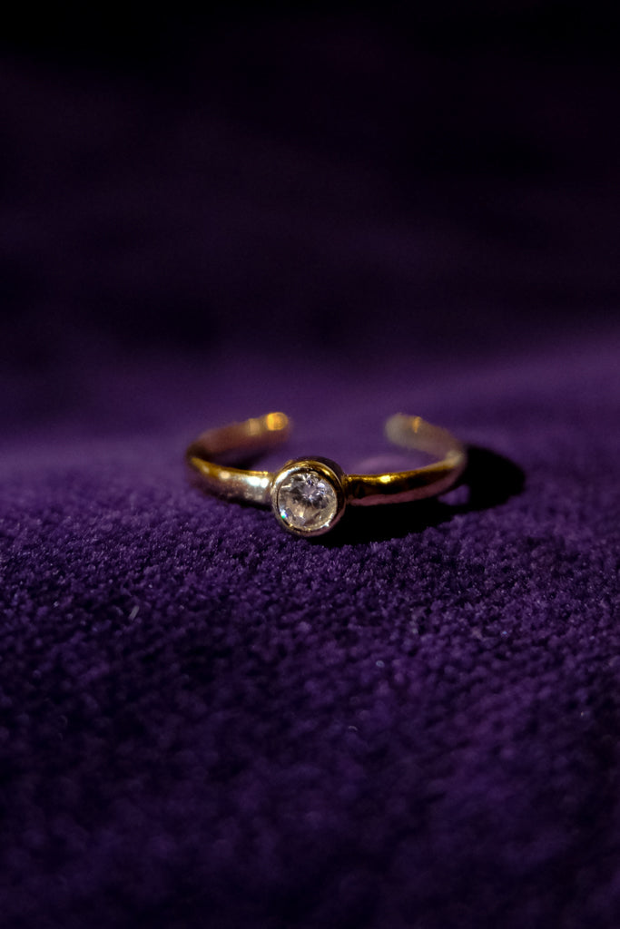 10k Yellow Gold Round Ring - 4号