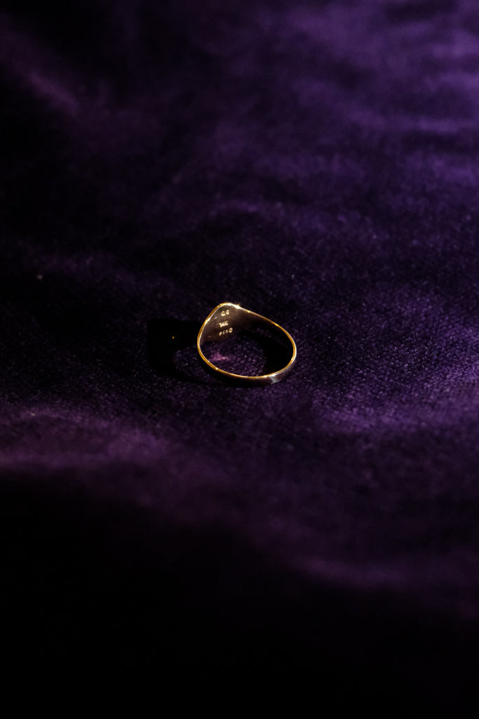 14k Yellow Gold Capital Oval Baby Ring - 0号