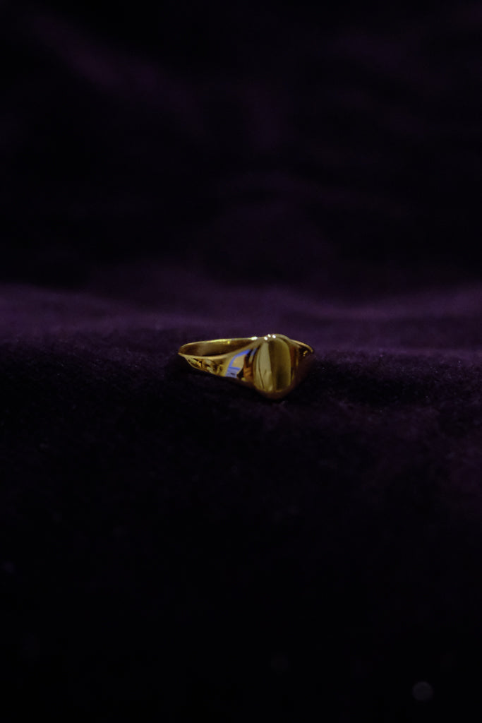 14k Yellow Gold Capital Oval Baby Ring - 0号