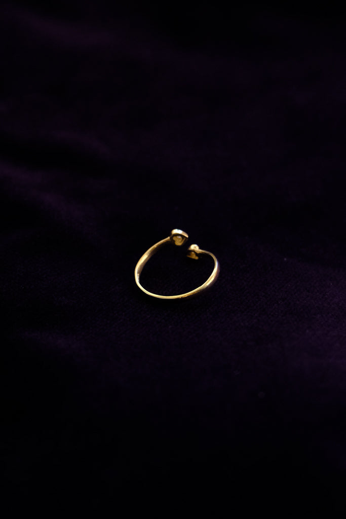 10k Yellow Gold 05ct CZ Diamond Heart Ring - 7号