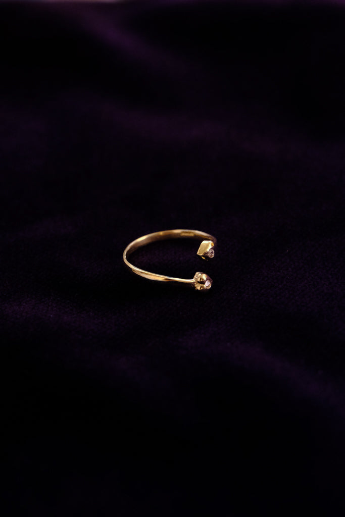 10k Yellow Gold 05ct CZ Diamond Heart Ring - 7号