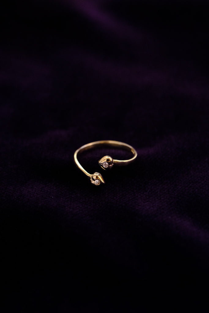 10k Yellow Gold 05ct CZ Diamond Heart Ring - 7号