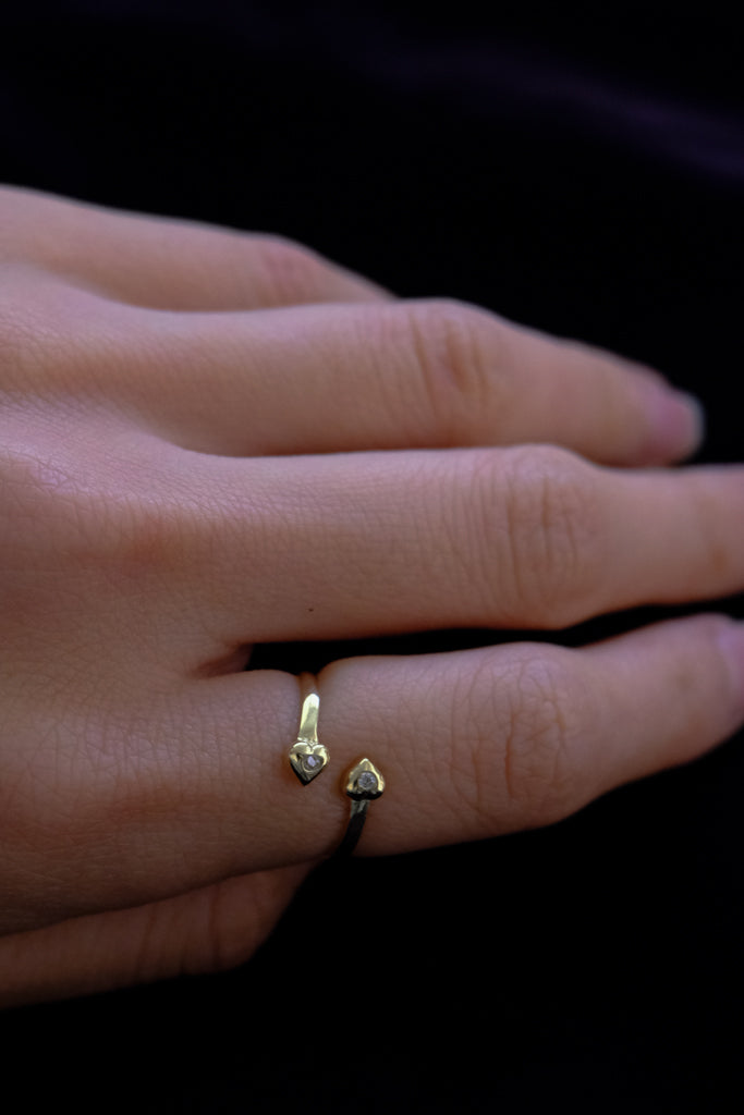 10k Yellow Gold 05ct CZ Diamond Heart Ring - 7号
