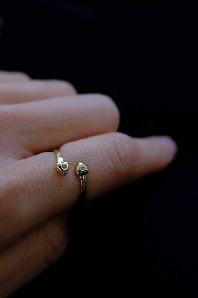 10k Yellow Gold 05ct CZ Diamond Heart Ring - 7号