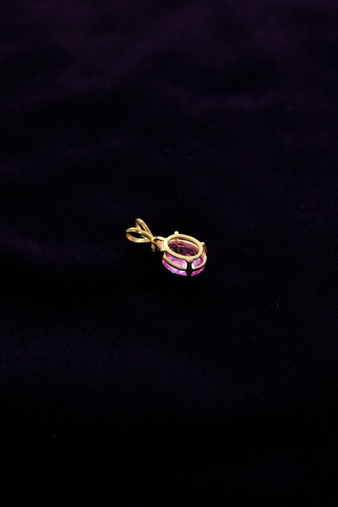 14k Gold Pink Tourmaline Charm