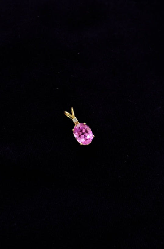 14k Gold Pink Tourmaline Charm