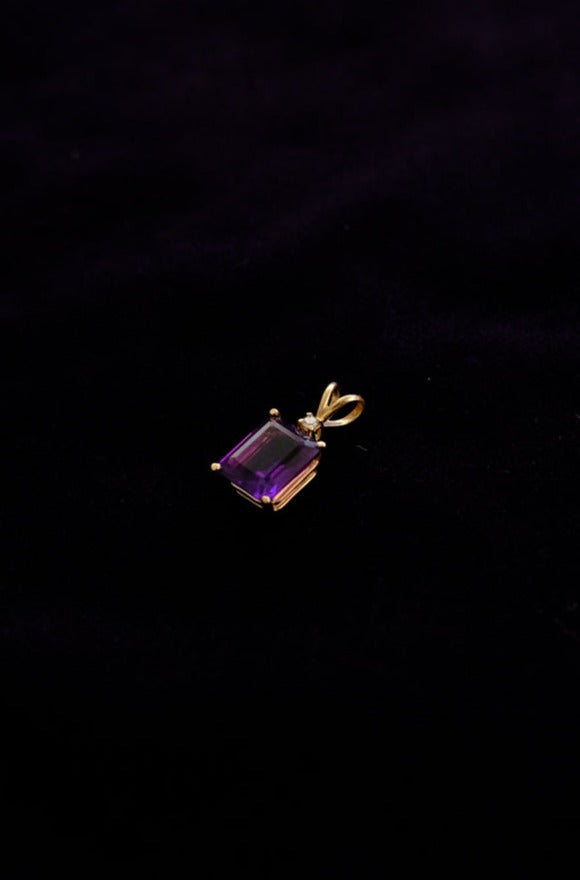 14k Gold Amethyst Charm