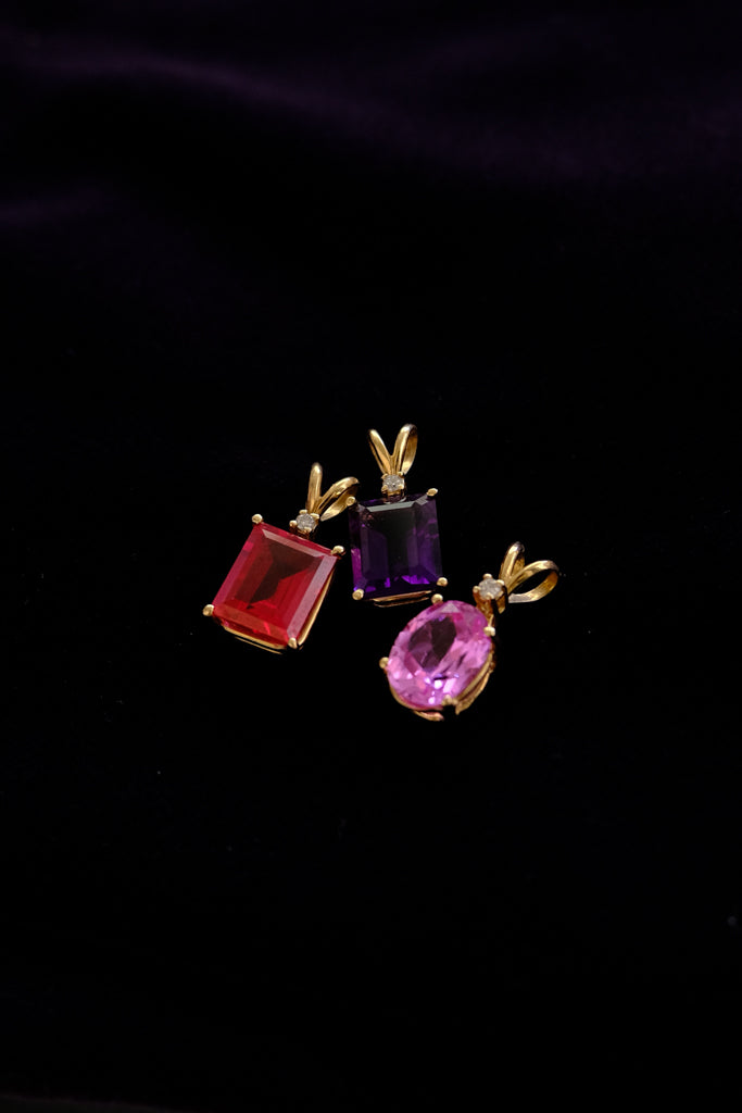 14k Gold Synthetic Ruby Charm