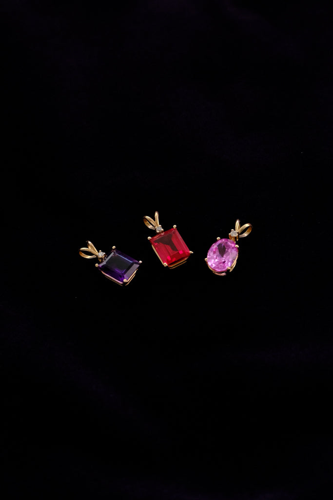 14k Gold Synthetic Ruby Charm
