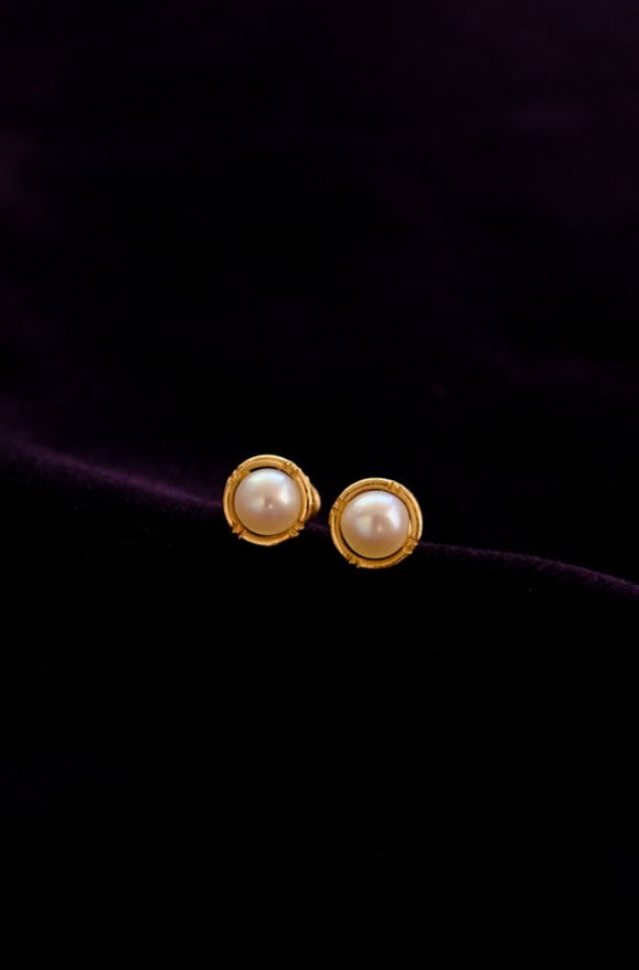 14k Gold Pearl Earrings
