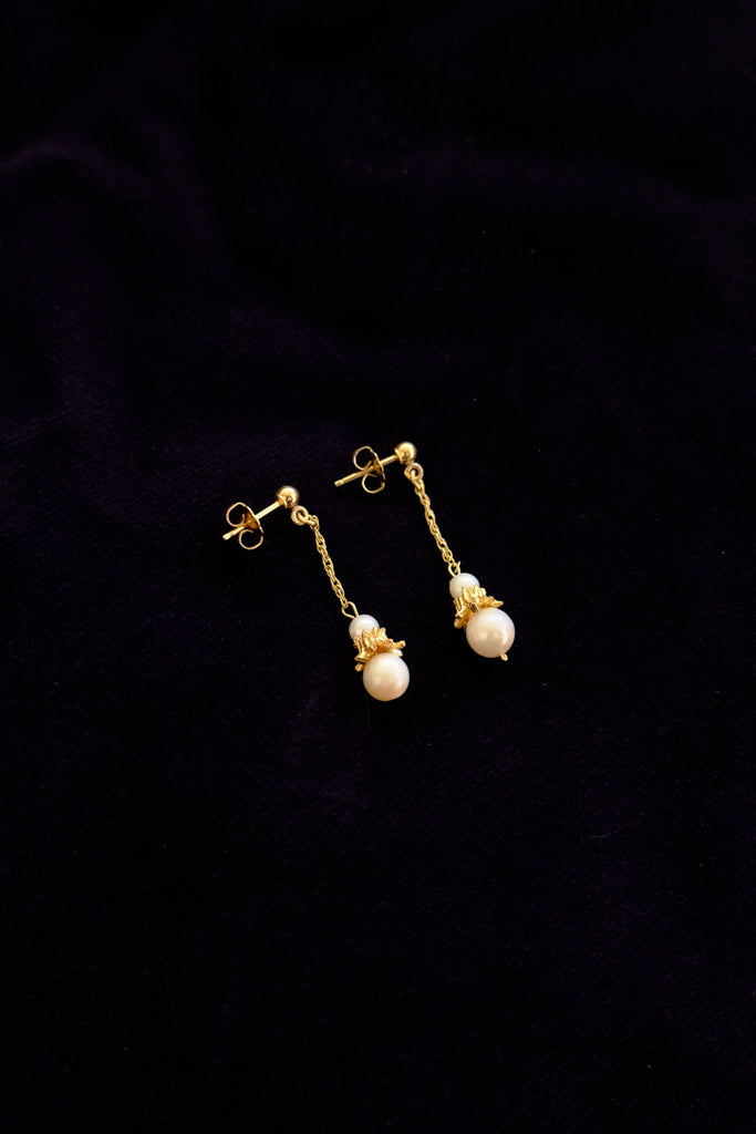 14k Gold Pearl Earrings