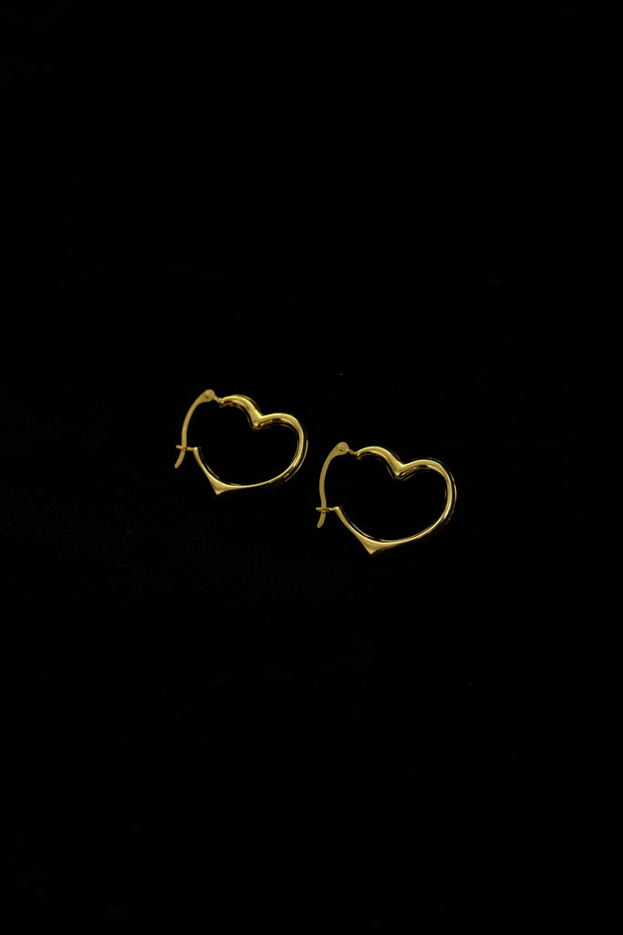 14k Yellow Gold Heart  Hoops - 17mm,20mm