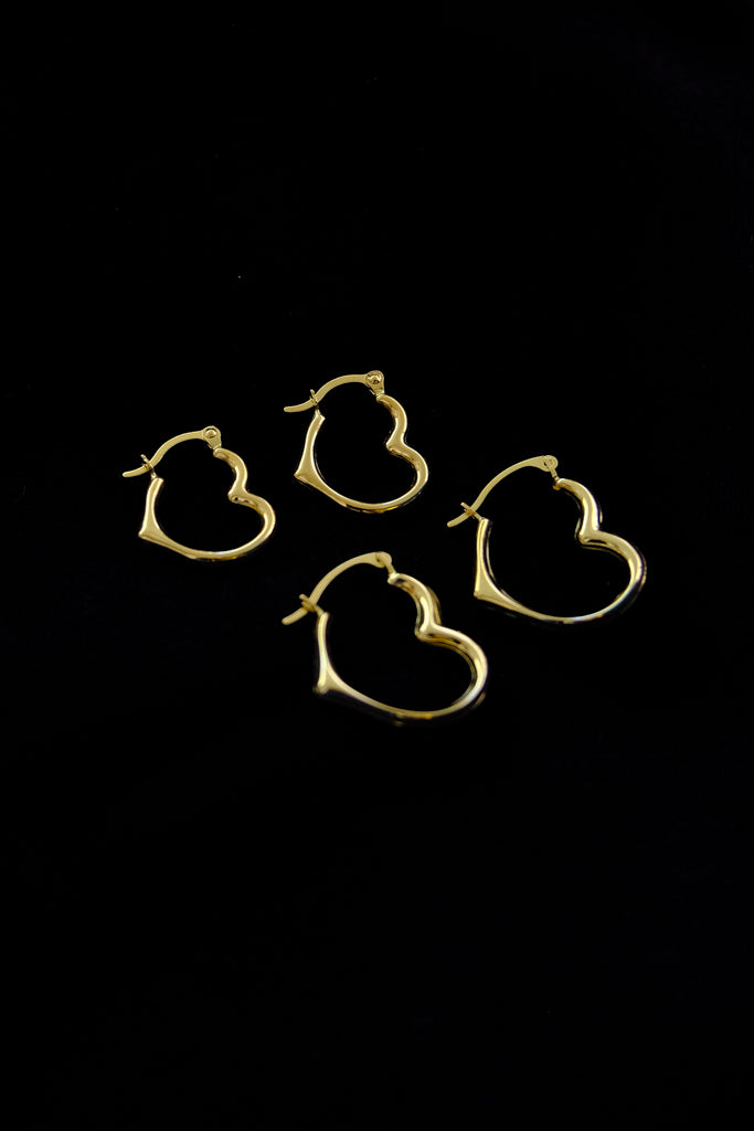 14k Yellow Gold Heart  Hoops - 17mm,20mm