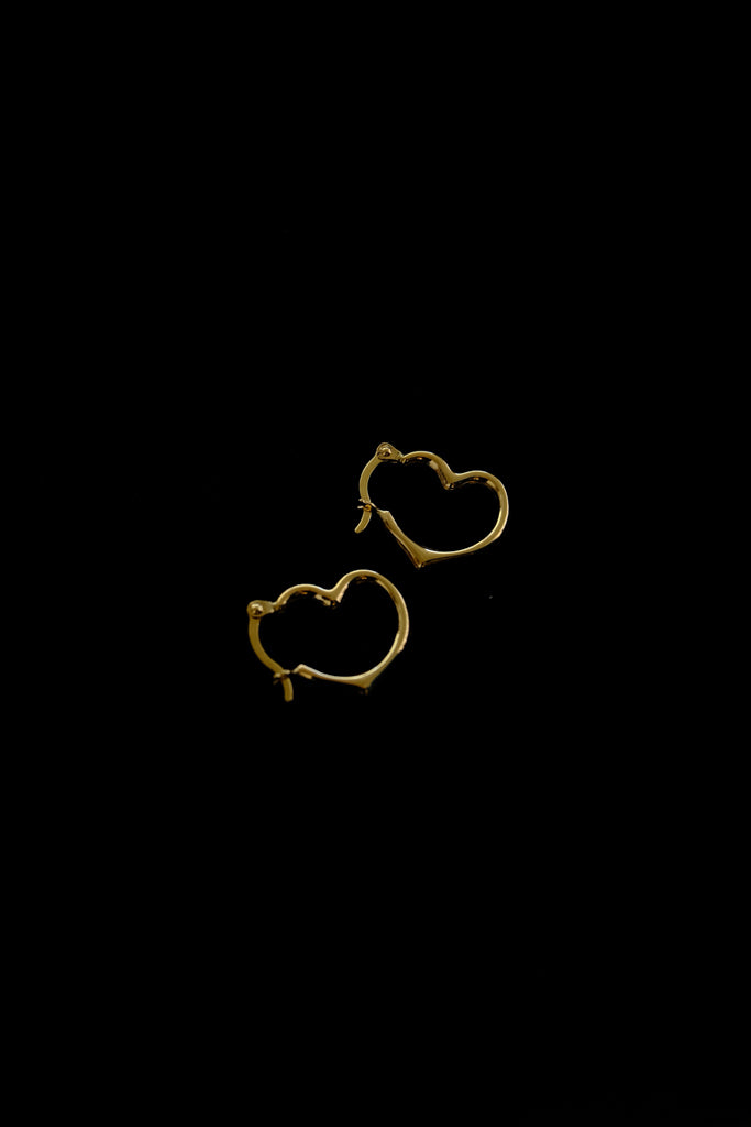 14k Yellow Gold Heart  Hoops - 17mm,20mm