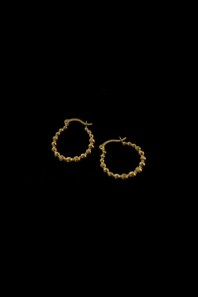 10k Yellow Gold Bead Ball Hoops