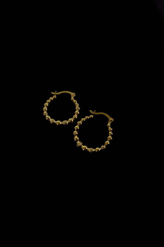 10k Yellow Gold Bead Ball Hoops