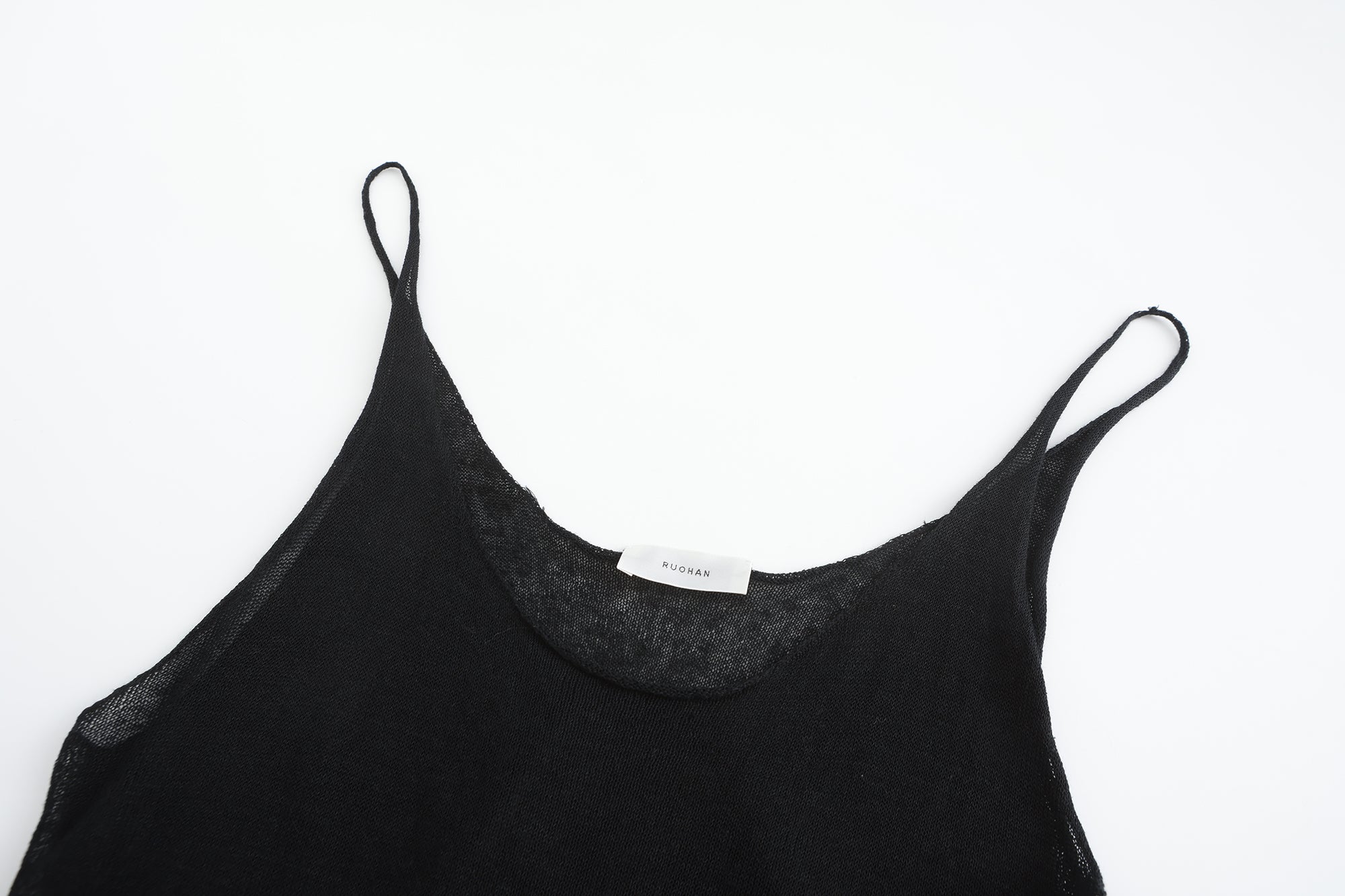 "RUOHAN" Black Knit Slip Top