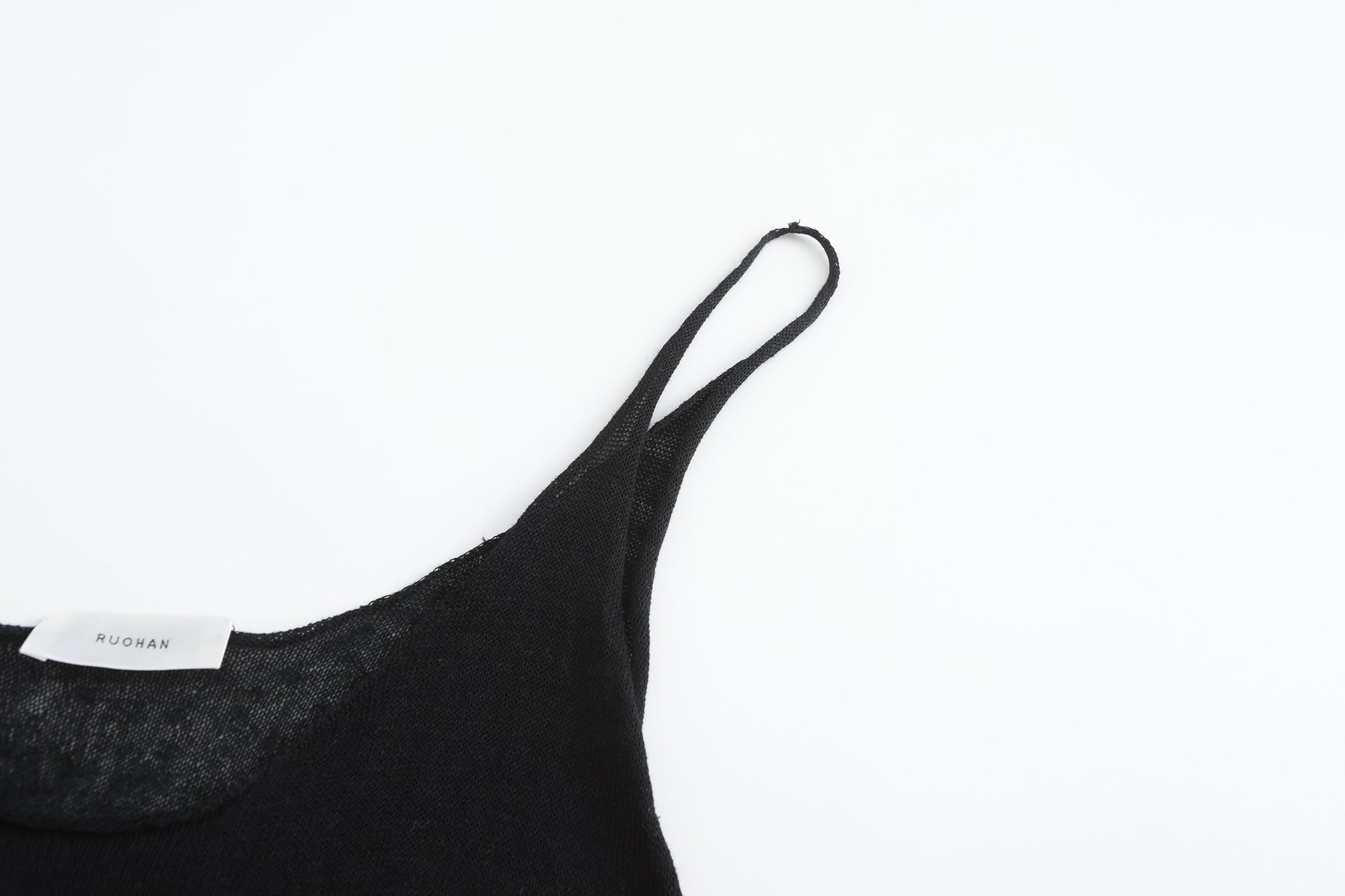 "RUOHAN" Black Knit Slip Top
