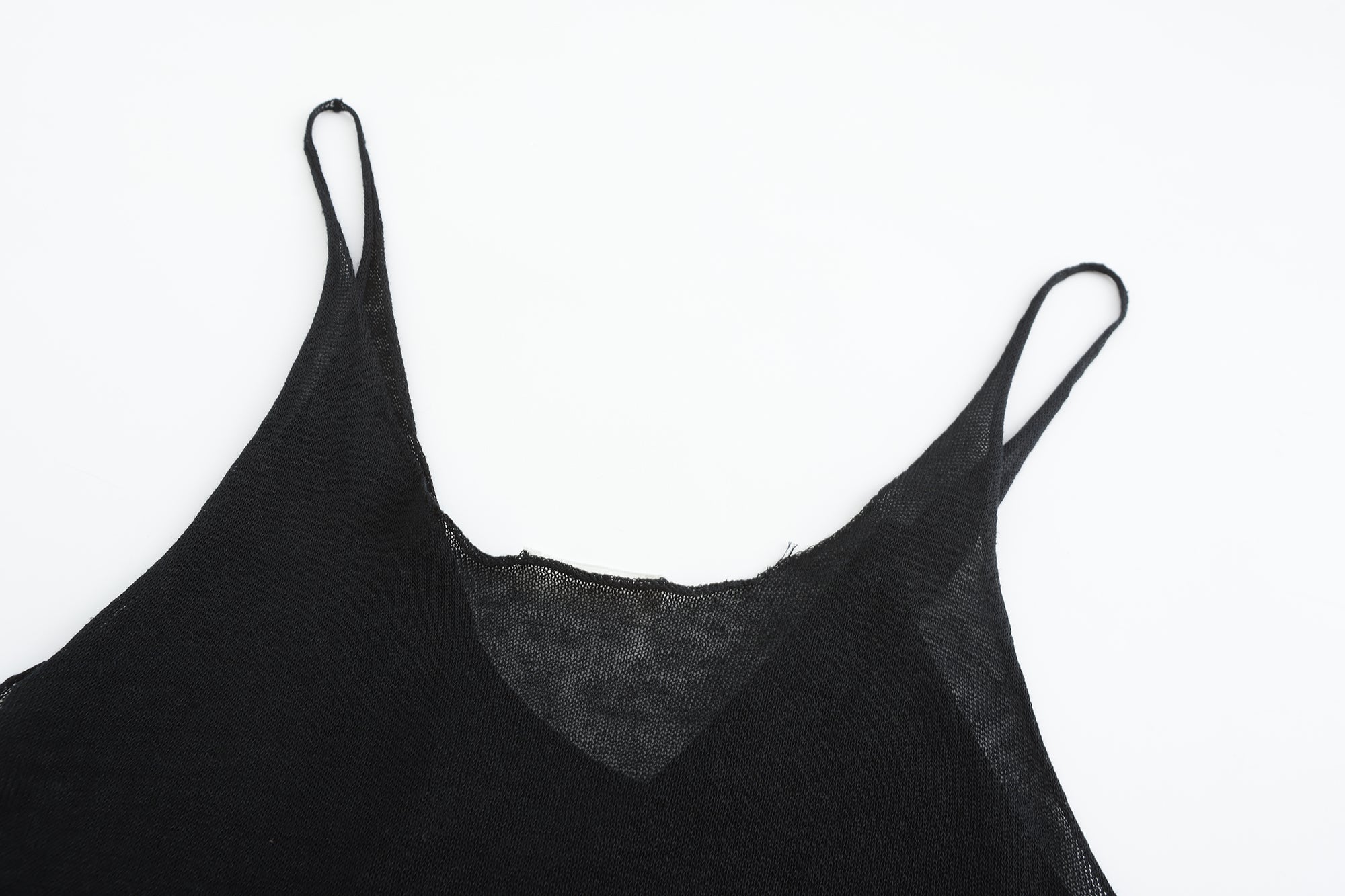"RUOHAN" Black Knit Slip Top