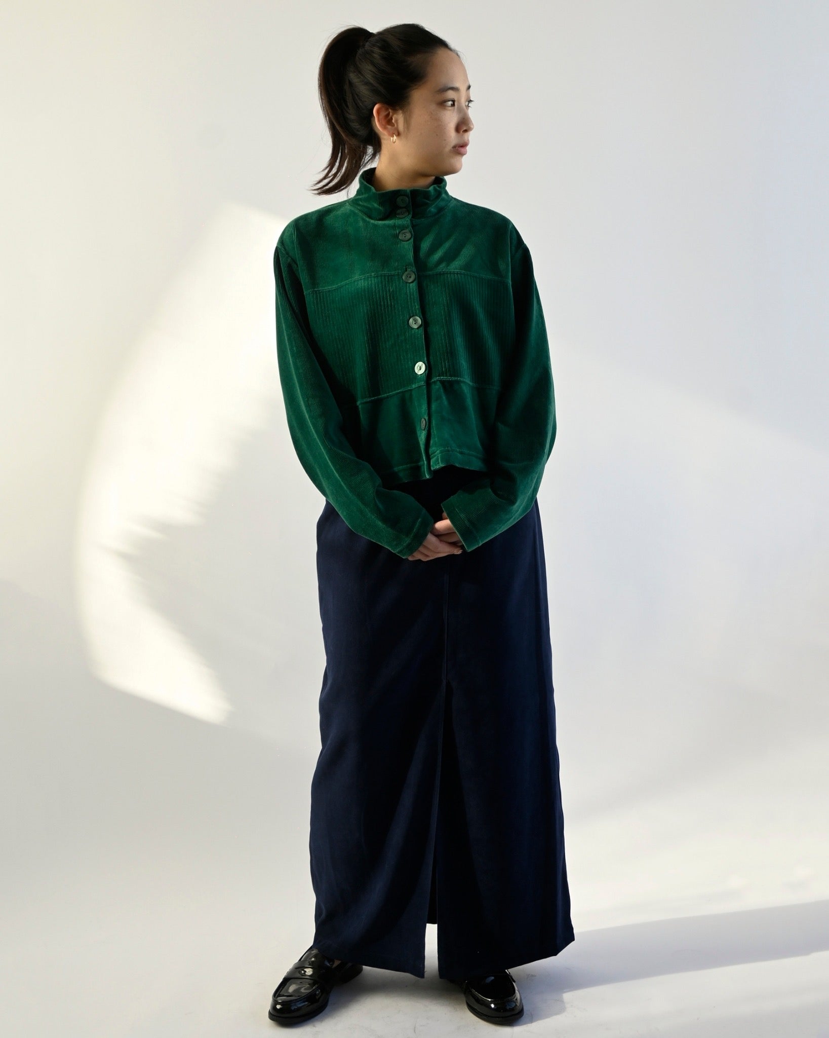 Velour Stand Collar Shirt