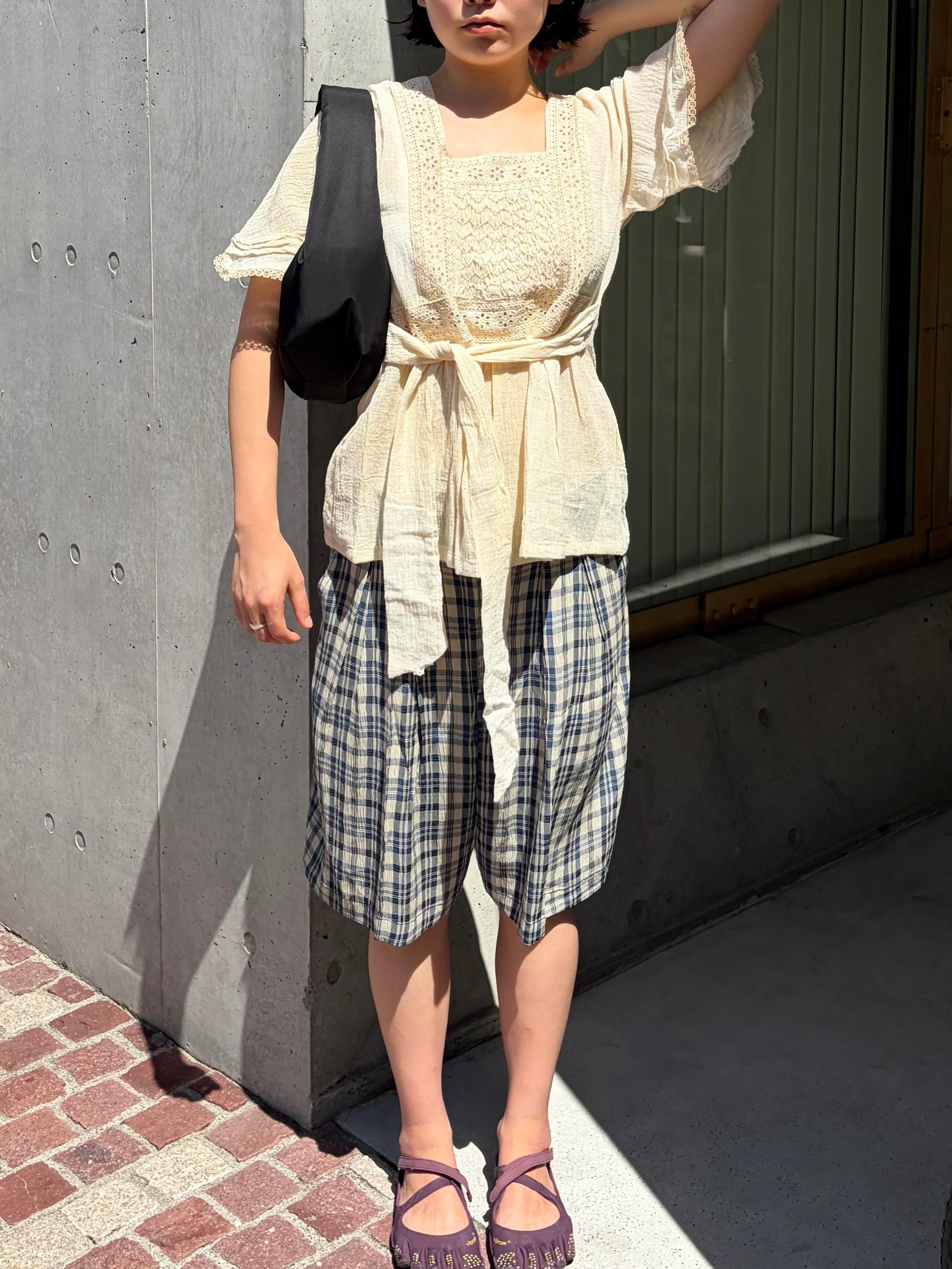 70's Cotton Lace Smock Blouse