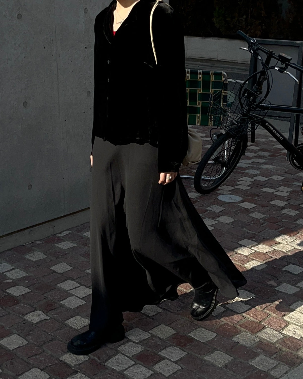 Acetate Black Long Skirt - Flair