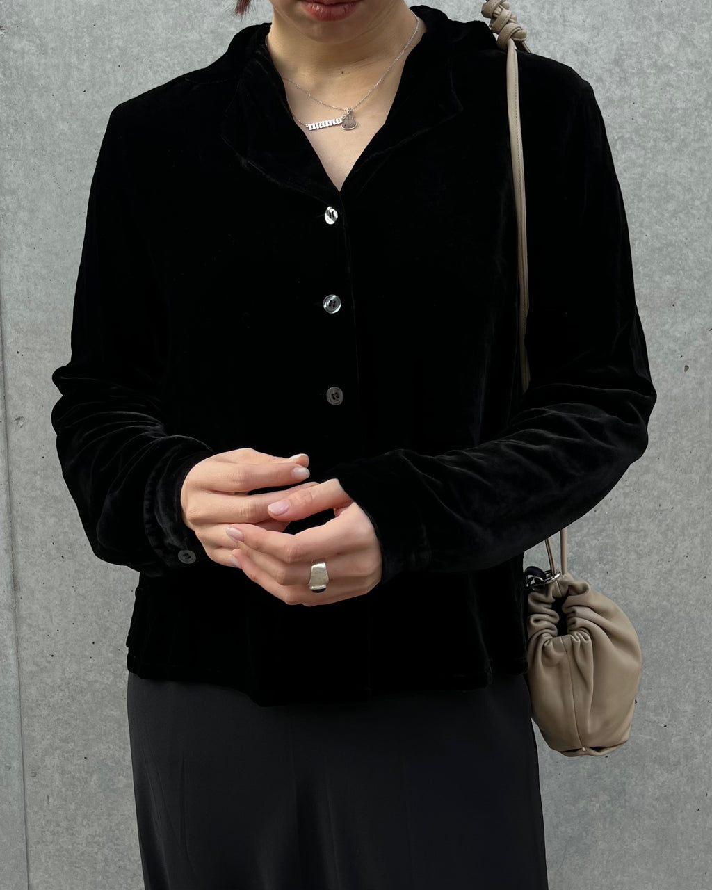 Velour Open Collar Shirt