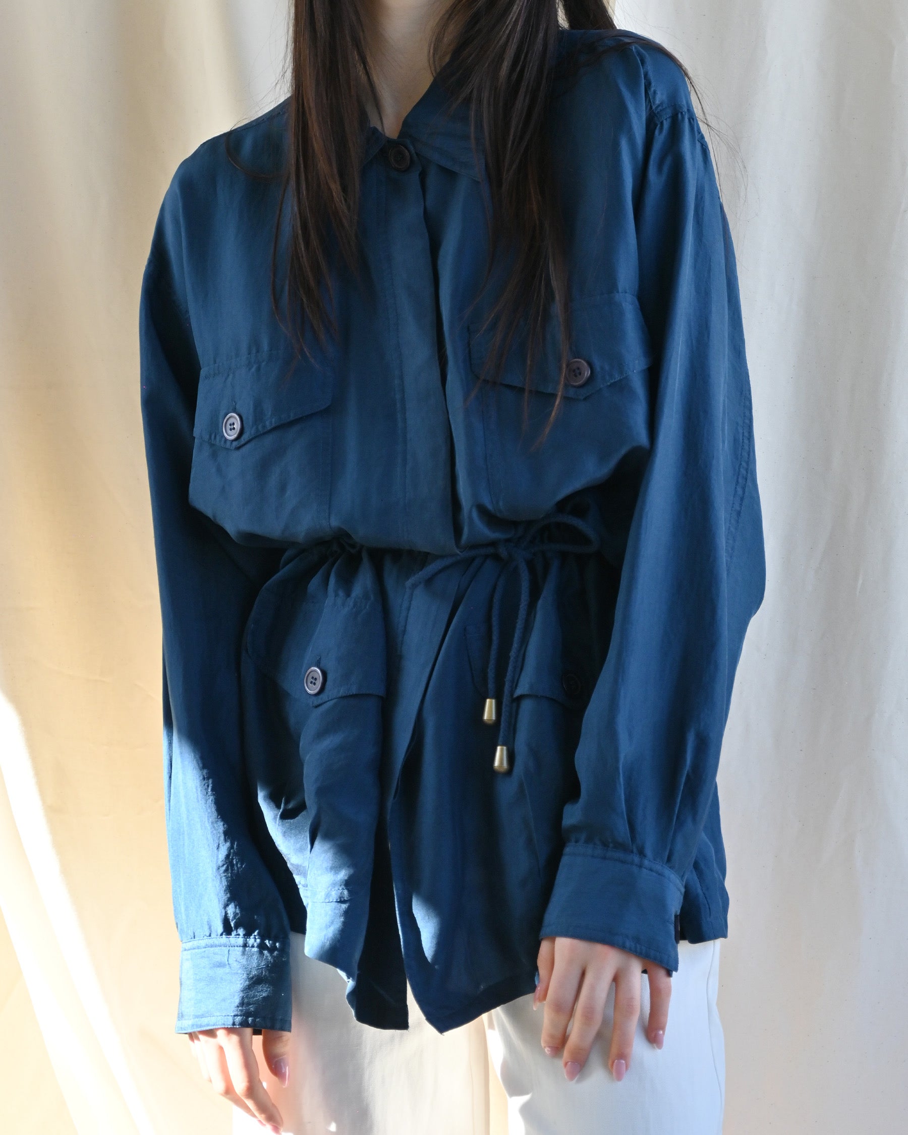 100% Silk Blue Shirt