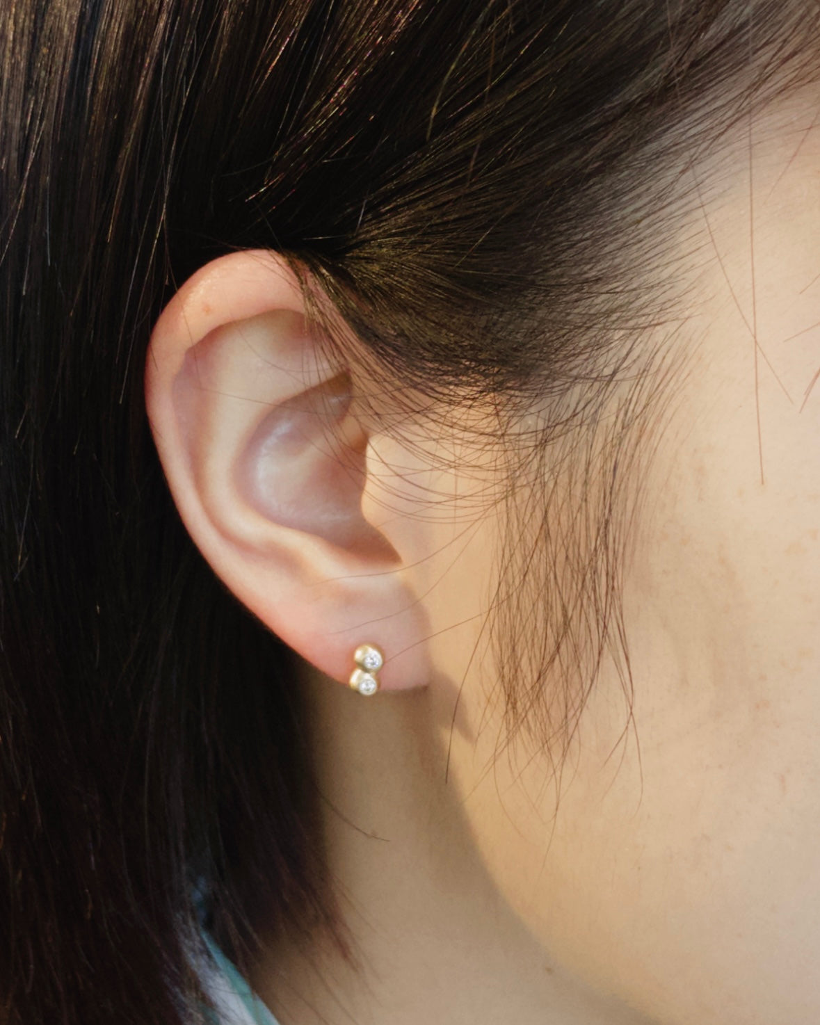 "Dunton Ellerkamp" 14k Two Dot Earrings w / Diamond