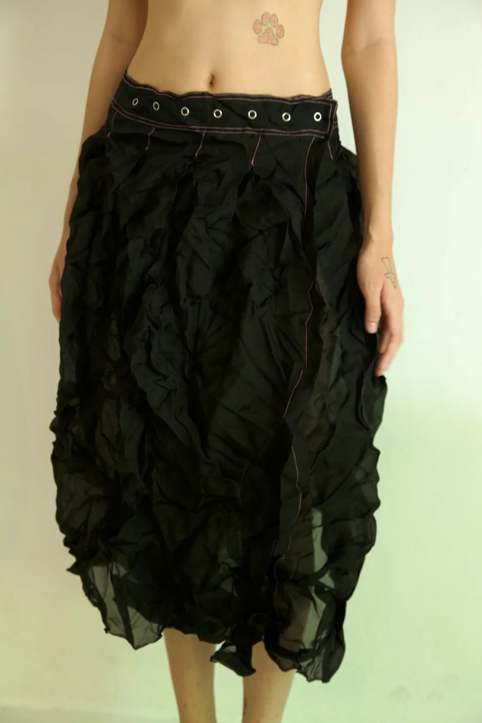 Raw Adjustable Crumpled Thai Silk Wrap-Snap Long Skirt