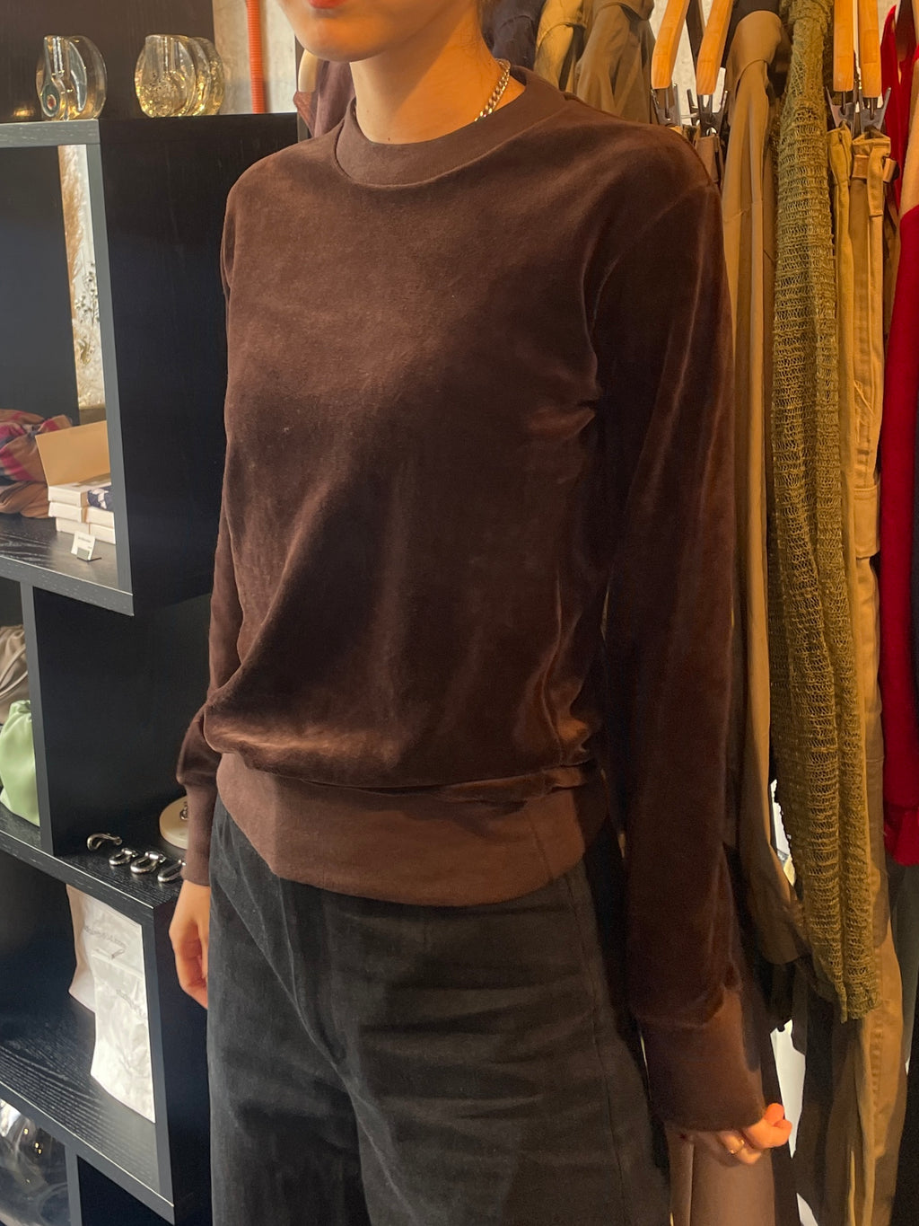 Cotton Velour Sweatshirts - Dark Brown