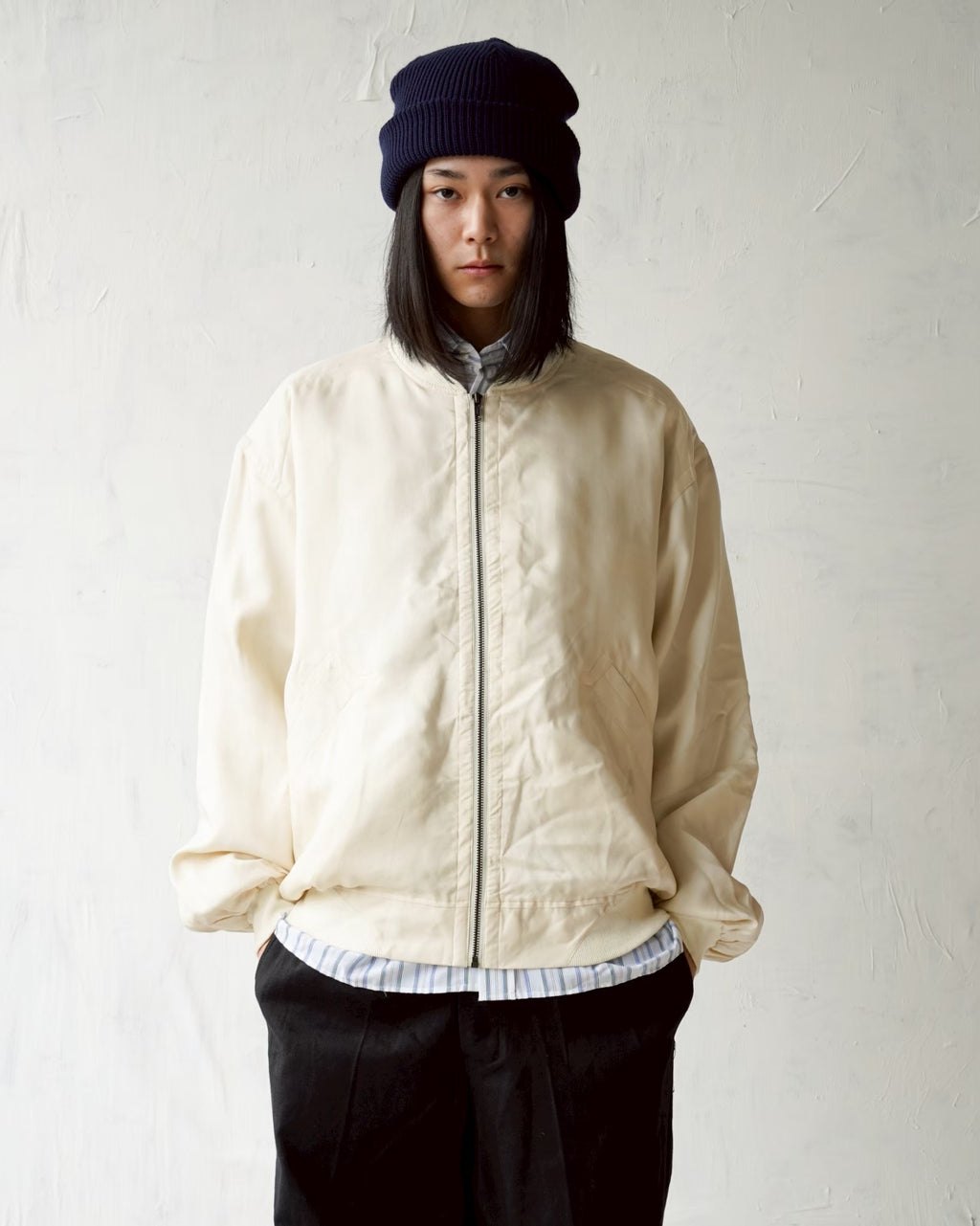 100% Silk Zip Up Jacket - White