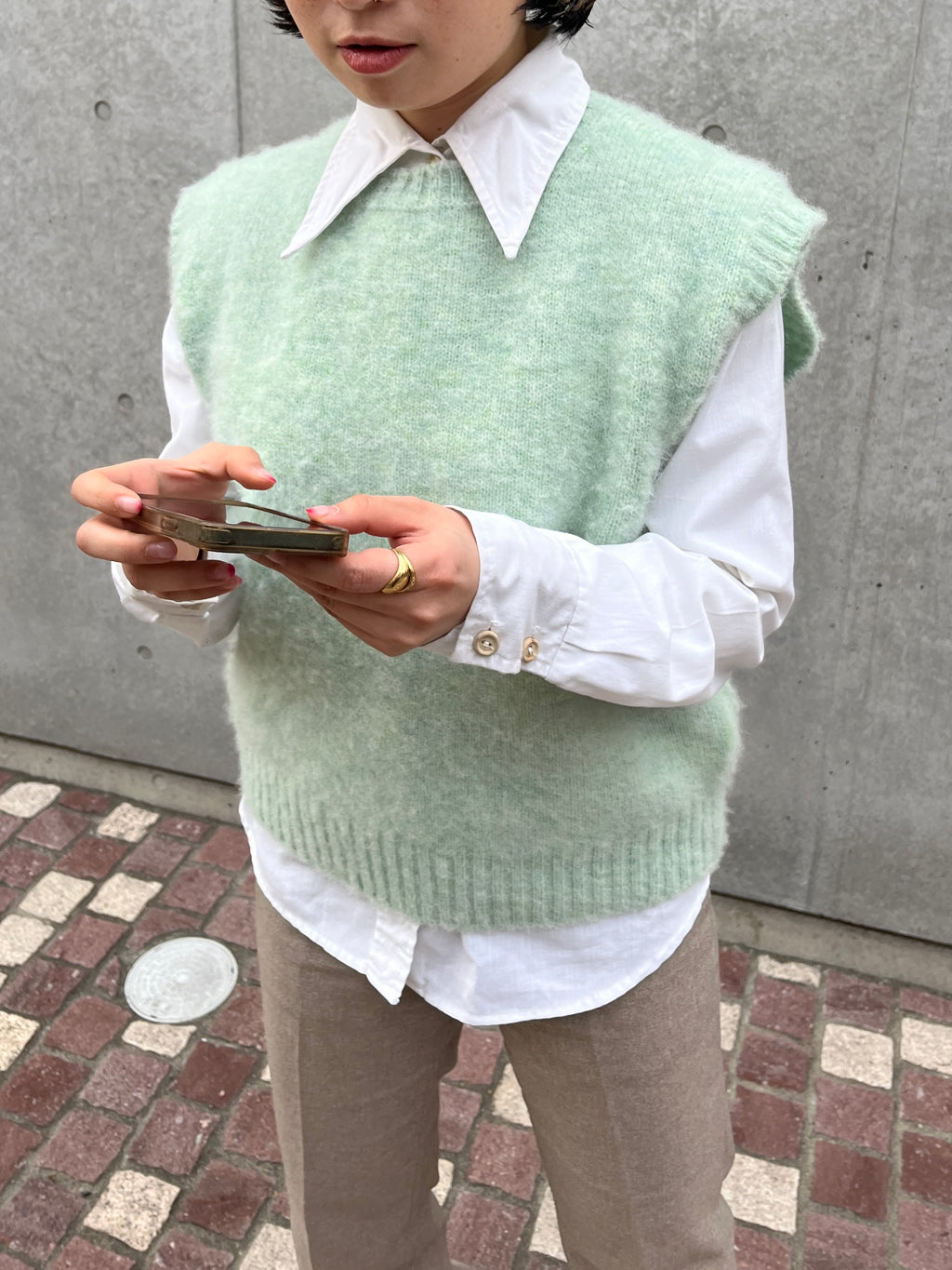404 Shaggy Dog Crew Neck Vest - Mint