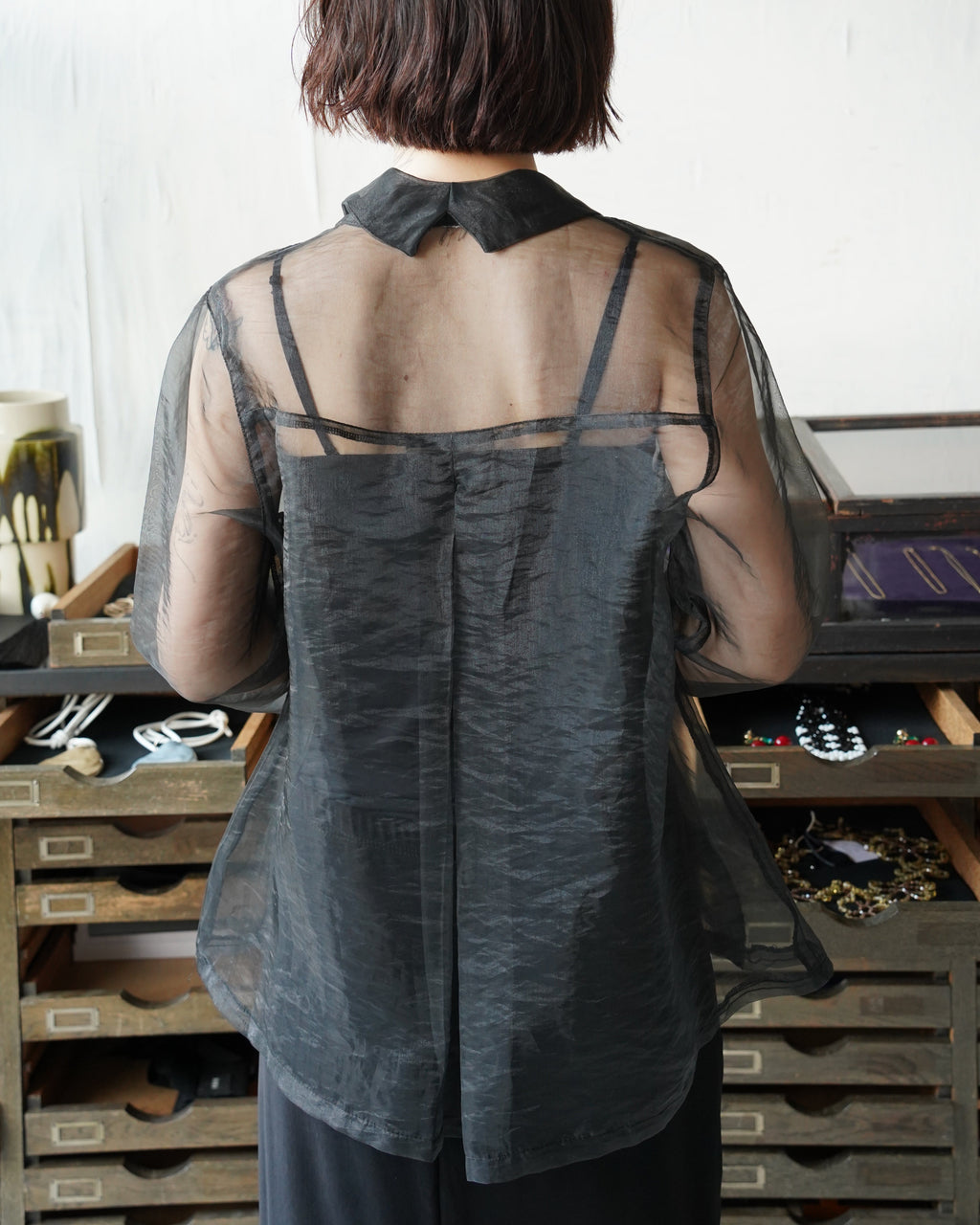 Sheer Shawl Collar Jacket